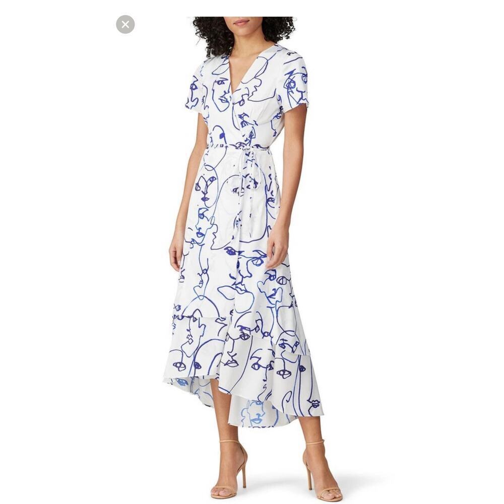 Hutch Printed Rosa Dress Short Sleeve Surplice V-Neck Tie-Waist Hi-Lo Dress 2X
